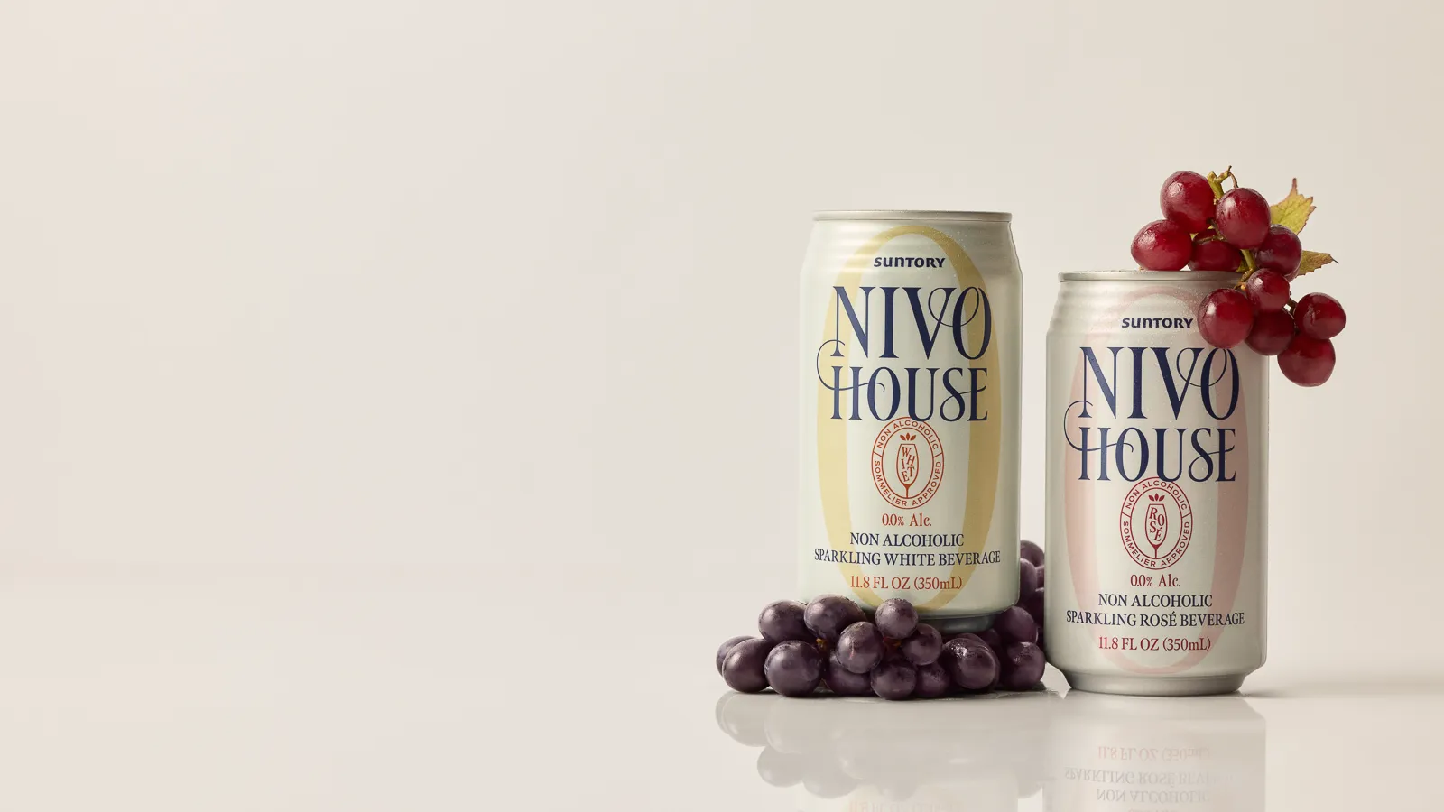 NIVO HOUSE ROSE CAN GLASS GRAPES SHINY WHITE SET WIDE