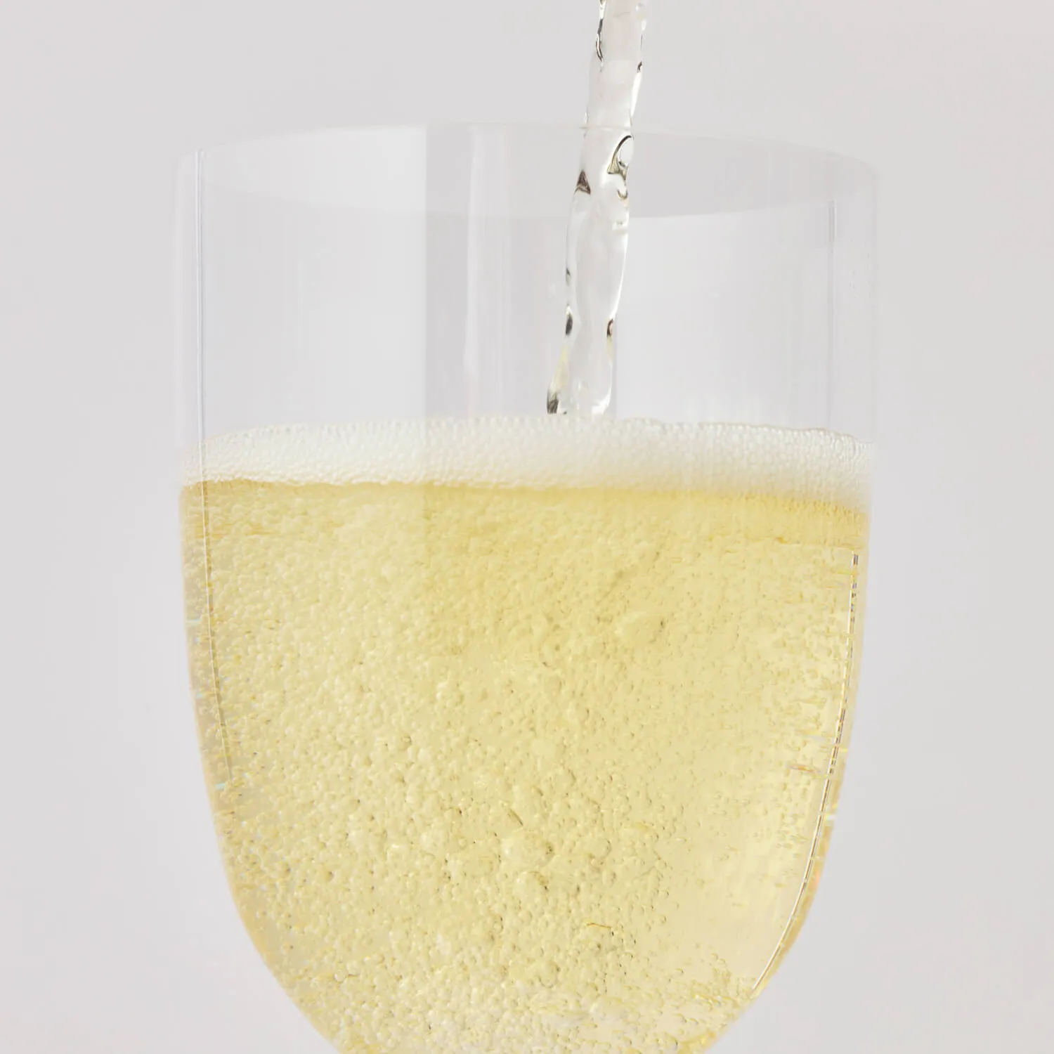 Sparkling White Beverage Glass Pour Stream Bubbles Close Up Nivo